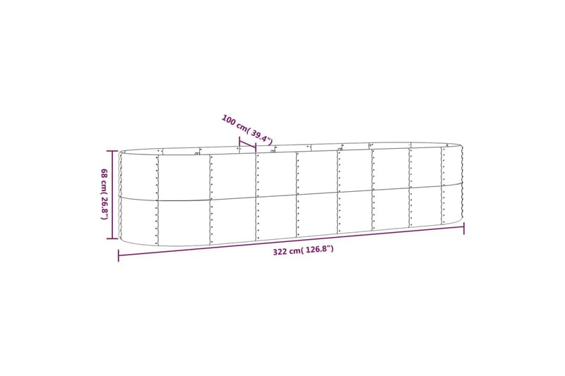 beBasic Plantekasse pulverlakkert stål 322x100x68 cm antrasitt - AntrasittgrÃ¥ - Hage - Dyrking & hagearbeid - Dyrking - Blomsterpotter - Blomsterkasser