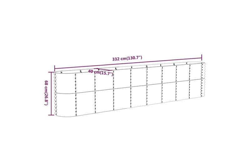 beBasic Plantekasse pulverlakkert stål 332x40x68 cm grønn - grÃ¸nn - Hage - Dyrking & hagearbeid - Dyrking - Blomsterpotter - Blomsterkasser