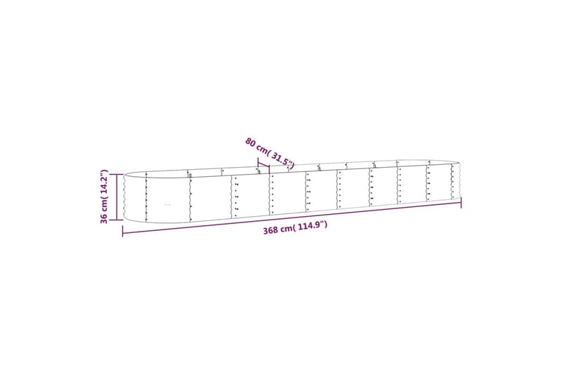 beBasic Plantekasse pulverlakkert stål 368x80x36 cm brun - Brun - Hage - Dyrking & hagearbeid - Dyrking - Blomsterpotter - Blomsterkasser