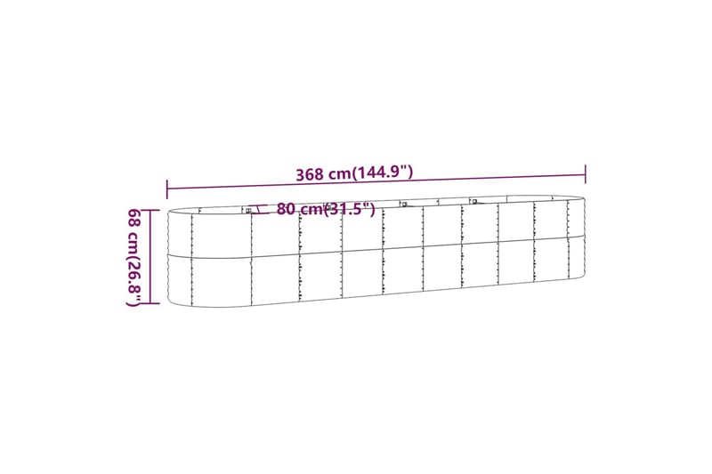 beBasic Plantekasse pulverlakkert stål 368x80x68 cm antrasitt - AntrasittgrÃ¥ - Hage - Dyrking & hagearbeid - Dyrking - Blomsterpotter - Blomsterkasser