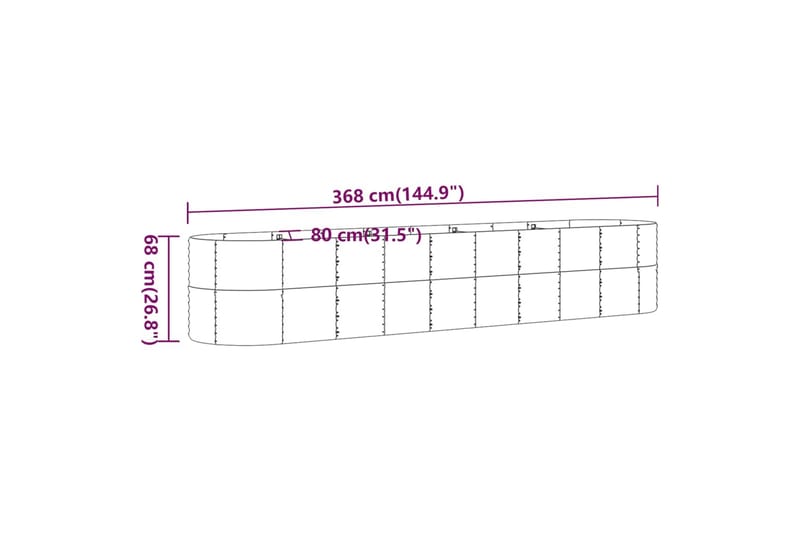 beBasic Plantekasse pulverlakkert stål 368x80x68 cm brun - Brun - Hage - Dyrking & hagearbeid - Dyrking - Blomsterpotter - Blomsterkasser