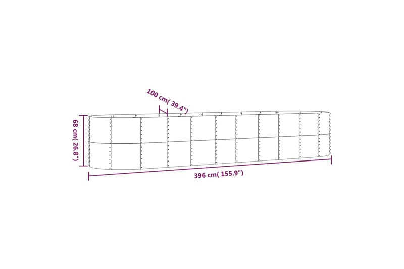 beBasic Plantekasse pulverlakkert stål 396x100x68 cm antrasitt - AntrasittgrÃ¥ - Hage - Dyrking & hagearbeid - Dyrking - Blomsterpotter - Blomsterkasser