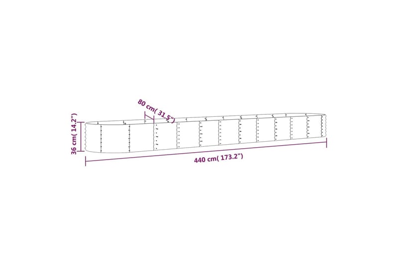 beBasic Plantekasse pulverlakkert stål 440x80x36 cm grå - GrÃ¥ - Hage - Dyrking & hagearbeid - Dyrking - Blomsterpotter - Blomsterkasser