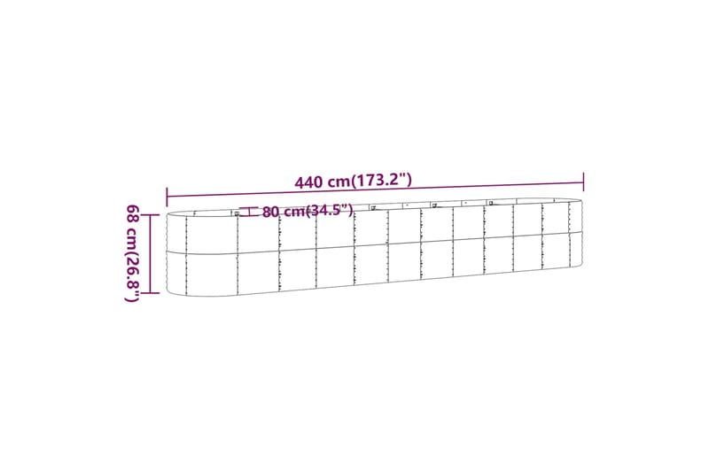 beBasic Plantekasse pulverlakkert stål 440x80x68 cm grå - GrÃ¥ - Hage - Dyrking & hagearbeid - Dyrking - Blomsterpotter - Blomsterkasser