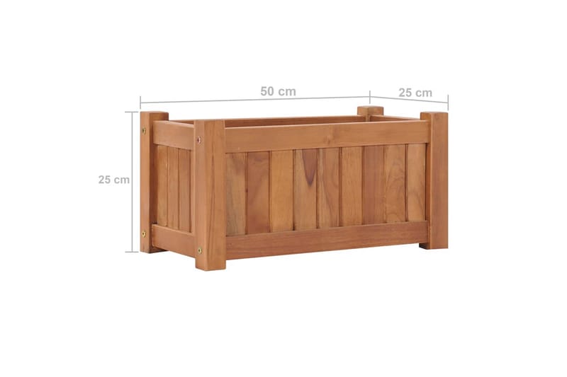 Høybed 50x25x25 cm heltre teak - Hage - Dyrking & hagearbeid - Dyrking - Blomsterpotter - Blomsterkasser