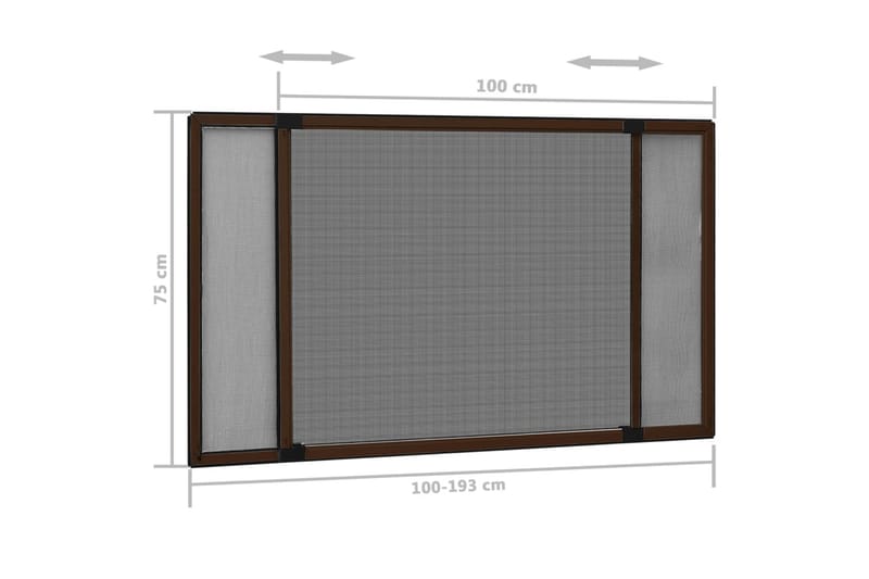 Utvidbar insektskjerm for vindu brun (100-193)x75 cm - Brun - Hage - Dyrking & hagearbeid - Dyrking - Skadedyrbekjempelse - Myggbeskyttelse