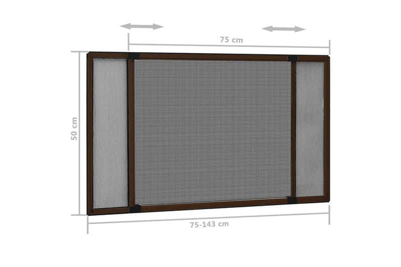 Utvidbar insektskjerm for vindu brun (75-143)x50 cm - Brun - Hage - Dyrking & hagearbeid - Dyrking - Skadedyrbekjempelse - Myggbeskyttelse