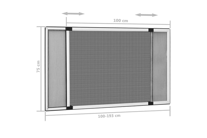 Utvidbar insektskjerm for vindu hvit (100-193)x75 cm - Hvit - Hage - Dyrking & hagearbeid - Dyrking - Skadedyrbekjempelse - Myggbeskyttelse