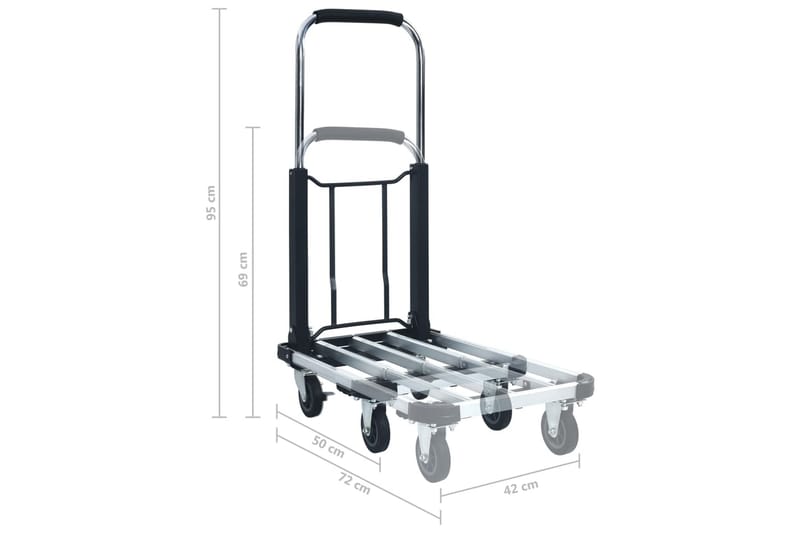 Sammenleggbar transportvogn 150 kg aluminium sølv - Hage - Dyrking & hagearbeid - Hageredskap & hageverktøy - Sekketralle & henger - Transportvogn & hagevogn