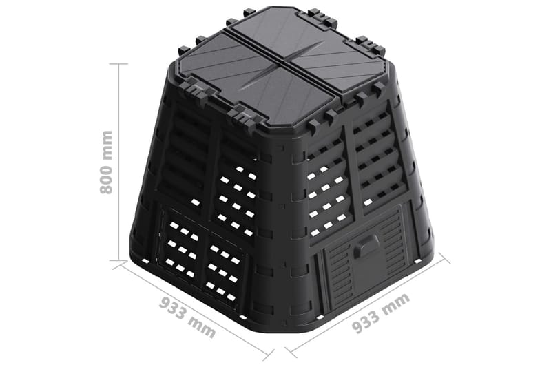 Kompostkasse til hage svart 93,3x93,3x80 cm 420 L - Svart - Hage - Dyrking & hagearbeid - Kompost - Varmkompost & kompostbeholder