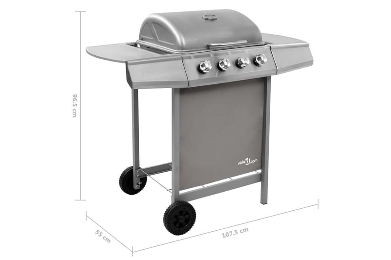 Gassgrill med 4 brennere sølv - Silver - Hage - Griller - Gassgrill