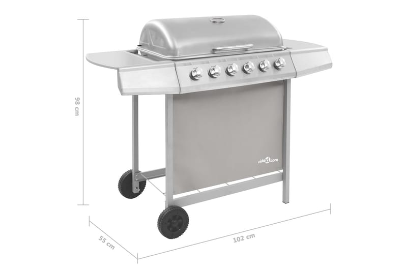 Gassgrill med 6 brennere sølv - Silver - Hage - Griller - Gassgrill