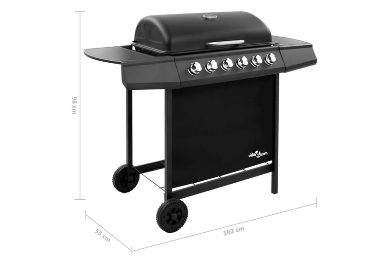 Gassgrill med 6 brennere svart - Svart - Hage - Griller - Gassgrill