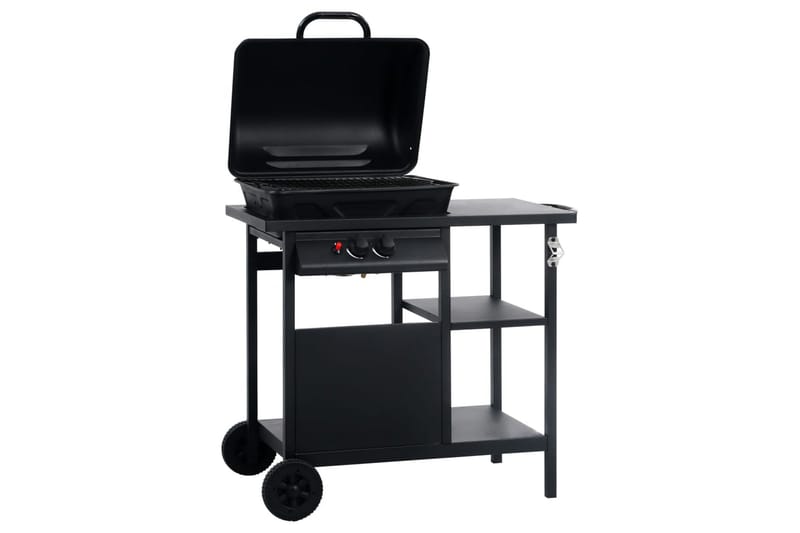 Gassgrill med sidebord i 3 etasjer svart - Hage - Griller - Gassgrill