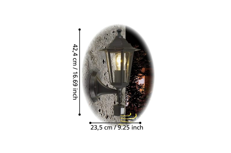 Vegglampe utendørsbelysning Eglo Laterna 4 med sensor - Svart - Hage - Utemiljø - Entré - Entrébelysning