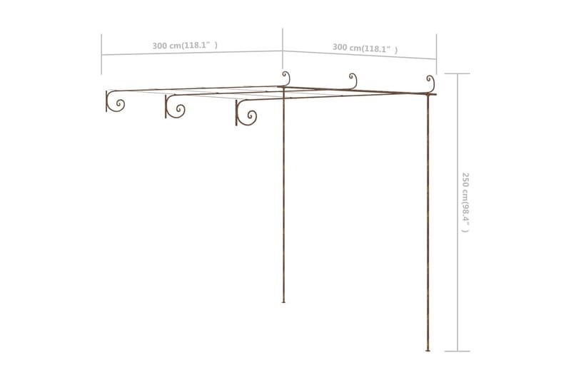 Hagebue antikk brun 3x3x2,5 m jern - Brun - Hage - Utemiljø - Hagedekorasjon - Hagefigurer & hagepynt