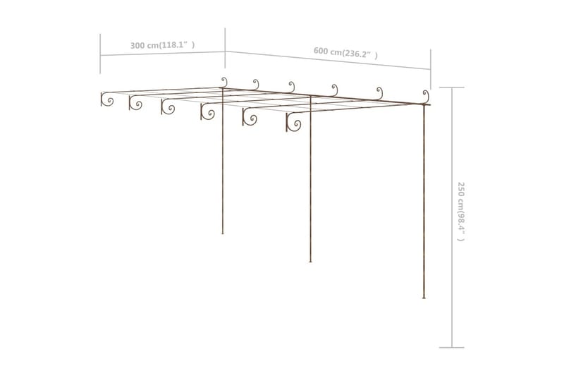 Hagebue antikk brun 6x3x2,5 m jern - Brun - Hage - Utemiljø - Hagedekorasjon - Hagefigurer & hagepynt