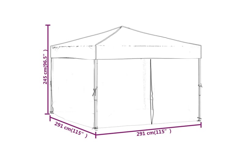 beBasic Sammenleggbart festtelt med sidevegger hvit 3x3 m - Hvit - Hage - Utemiljø - Utendørsoppbevaring - Hagetelt & oppbevaringstelt - Partytelt