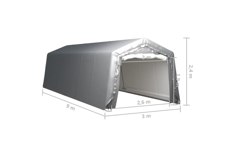 Oppbevaringstelt 300x900 cm stål grå - Grå - Hage - Utemiljø - Utendørsoppbevaring - Hagetelt & oppbevaringstelt