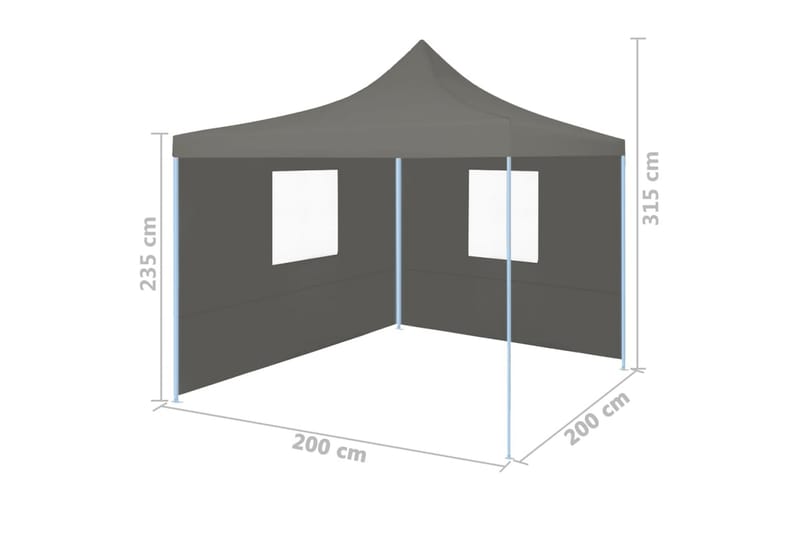 Sammenleggbart festtelt 2 sidevegger 2x2m stål antrasitt - Hage - Utemiljø - Utendørsoppbevaring - Hagetelt & oppbevaringstelt - Partytelt