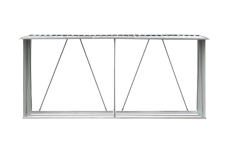 Vedskjul galvanisert stål 330x84x152 cm grå - Hage - Utemiljø - Utendørsoppbevaring - Vedoppbevaring