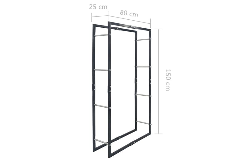 Vedstativ antrasitt 240x35x120 cm stål - Hage - Utemiljø - Utendørsoppbevaring - Vedoppbevaring