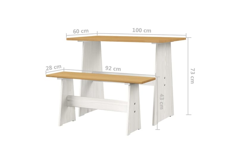 Hagesofagruppe 3 deler honningbrun og hvit heltre furu - Hvit - Hage - Utemiljø - Veranda & terrasse - Verandamøbler