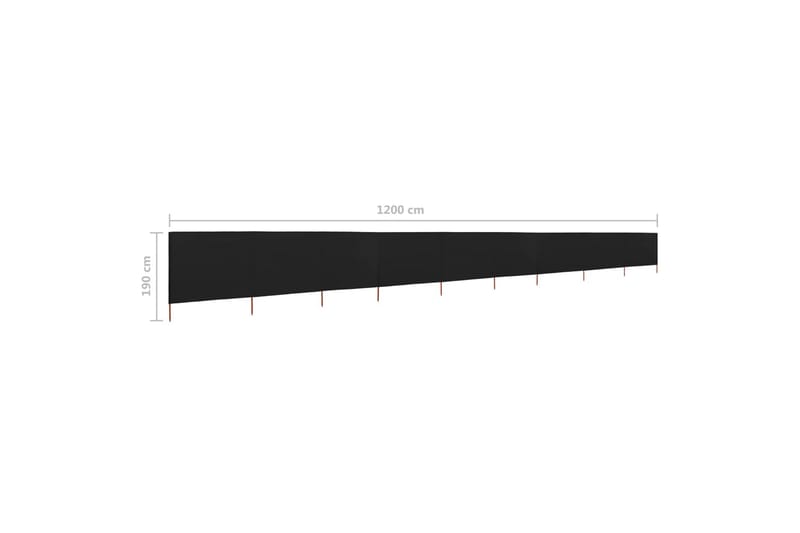 Vindskjerm 9 paneler stoff 1200x160 cm svart - Svart - Hage - Utemiljø - Veranda & terrasse - Sikkerhet & vindubeskyttelse veranda