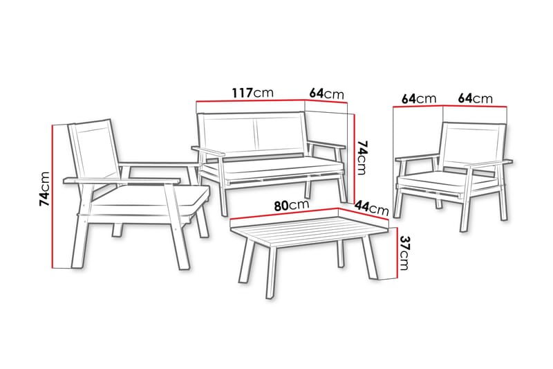 Tritante 4-seters Sofagruppe Utendørs – Loungegruppe balkong terrasse uteplass - Brun - Hage - Utemiljø - Veranda & terrasse - Verandamøbler