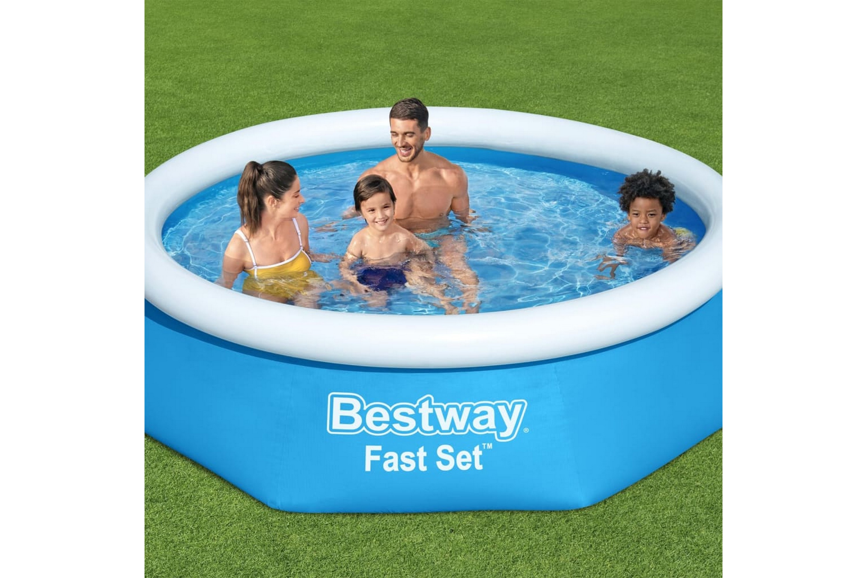 Bestway Oppblåsbart svømmebasseng Fast Set rundt 244x66 cm 5 -