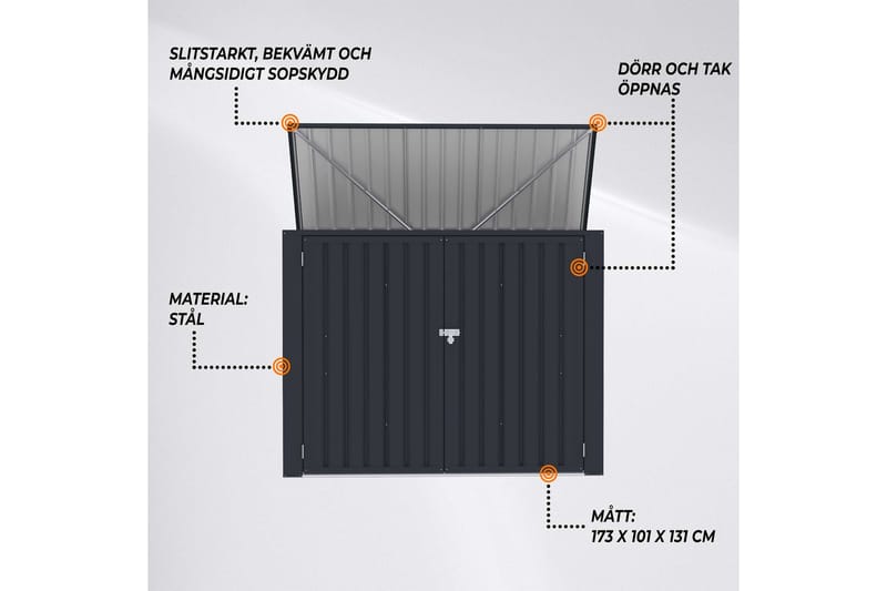 Fornorth Søppelskjul 173x101x131 cm - Mørkegrå - Hage - Uterom & feriehus - Lagringshus & boder - Søppelskur