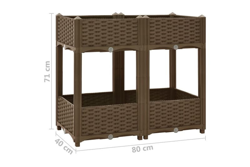 Høybed 80x40x71 cm polypropylen - Brun - Hagemøbler - Øvrig utendørs - Tilbehør utendørs - Hagekrukker