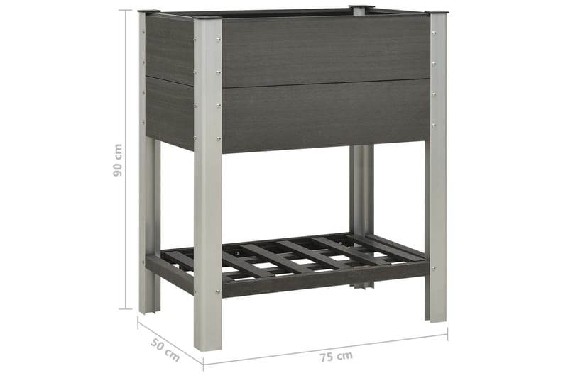 Høybed med hylle 75x50x90 cm WPC grå - Grå - Hagemøbler - Øvrig utendørs - Tilbehør utendørs - Hagekrukker