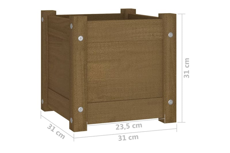 Plantekasse honningbrun 31x31x31 cm heltre furu - Brun - Hagemøbler - Øvrig utendørs - Tilbehør utendørs - Hagekrukker