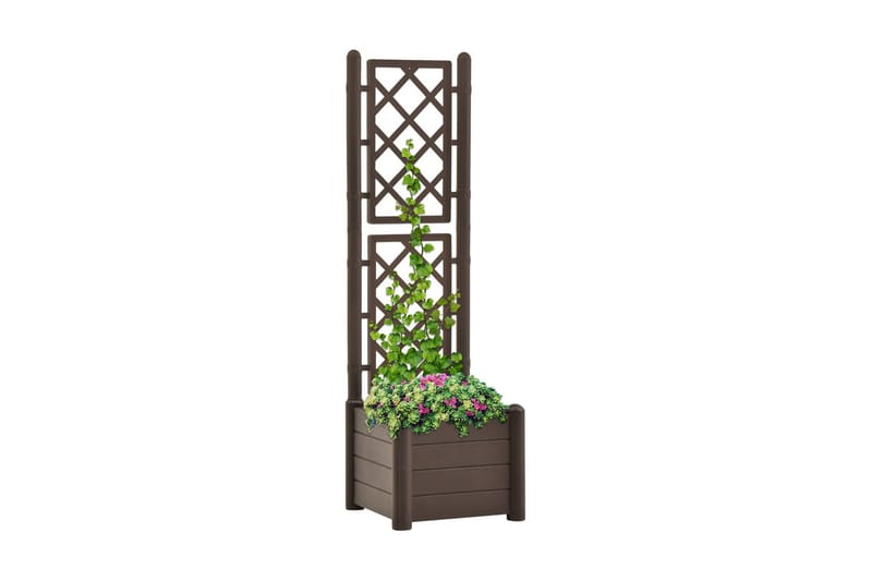 Plantekasse med espalier 43x43x142 cm PP mocca - Brun - Hagemøbler - Øvrig utendørs - Tilbehør utendørs - Hagekrukker