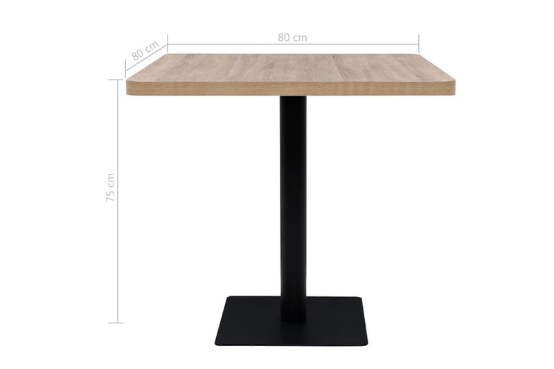 Bistrobord MDF og stål firkantet 80x80x75 cm eikefarge - Eik - Hagemøbler - Balkong - Balkongmøbler - Balkongbord