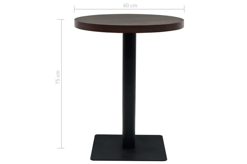 Bistrobord MDF og stål rund 60x75 cm mørk aske - Mørkebrun - Hagemøbler - Balkong - Balkongmøbler - Balkongbord