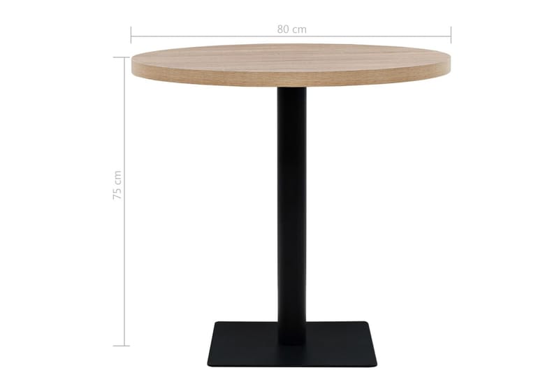 Bistrobord MDF og stål rund 80x75 cm eikefarge - Eik - Hagemøbler - Balkong - Balkongmøbler - Balkongbord