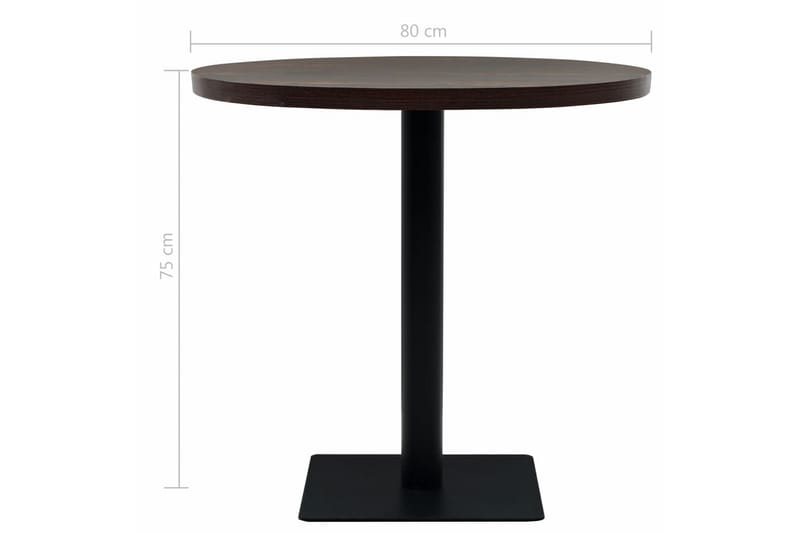 Bistrobord MDF og stål rund 80x75 cm mørk aske - Mørkebrun - Hagemøbler - Balkong - Balkongmøbler - Balkongbord