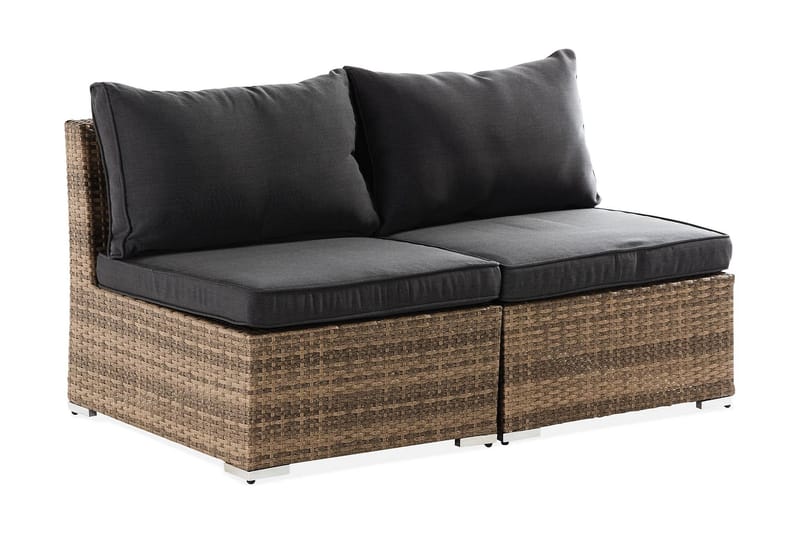 Wisconsin Premium Loungesofa uten Armstøtte 2-seters - Kunstrotting/Sand/Svart - Hagemøbler - Loungemøbler - Lounge sofa