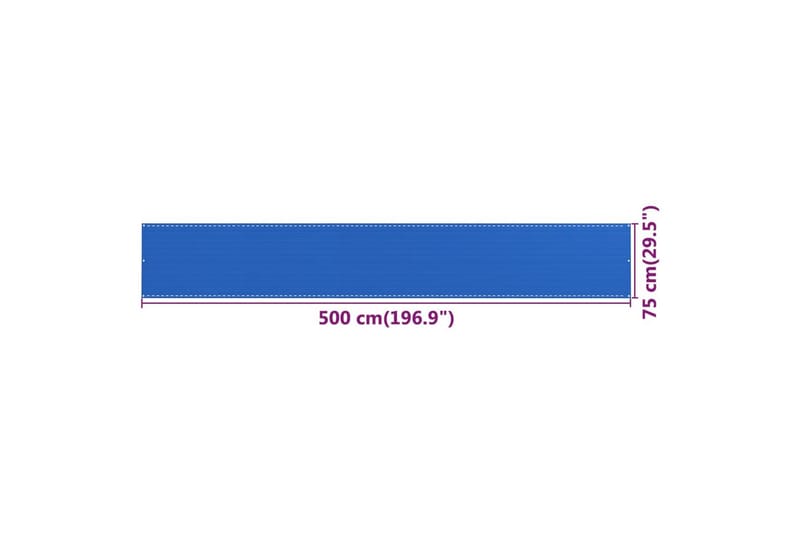 Balkongskjerm blå 75x500 cm HDPE - Blå - Hagemøbler - Balkong - Sikkerhet & vindbeskyttelse balkong - Balkongbeskyttelse