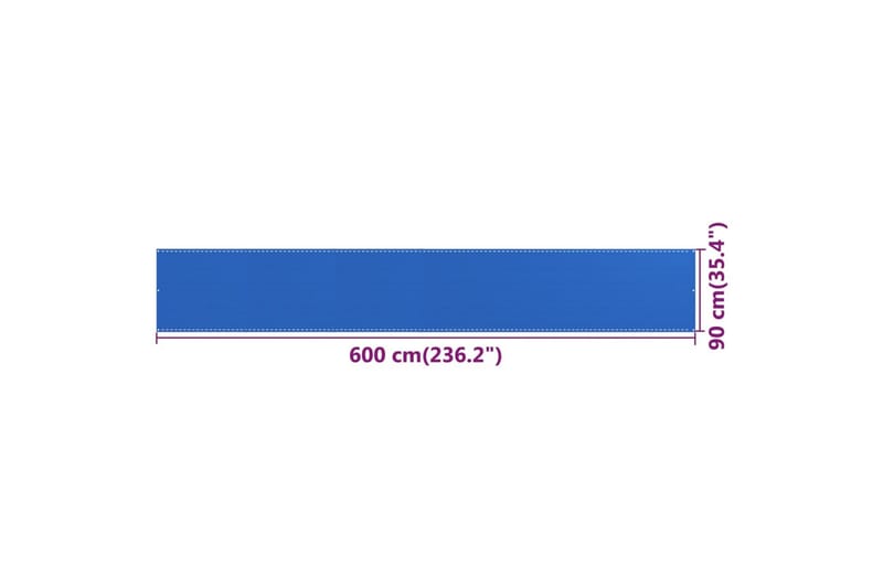 Balkongskjerm blå 90x600 cm HDPE - Blå - Hagemøbler - Balkong - Sikkerhet & vindbeskyttelse balkong - Balkongbeskyttelse