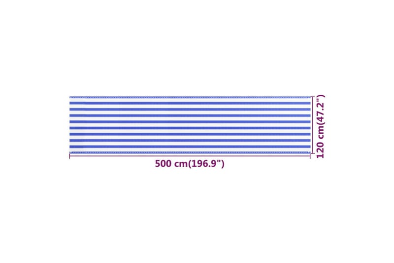 Balkongskjerm blå og hvit 120x500 cm HDPE - Flerfarget - Hagemøbler - Balkong - Sikkerhet & vindbeskyttelse balkong - Balkongbeskyttelse