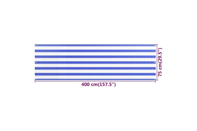 Balkongskjerm blå og hvit 75x400 cm HDPE - Flerfarget - Hagemøbler - Balkong - Sikkerhet & vindbeskyttelse balkong - Balkongbeskyttelse