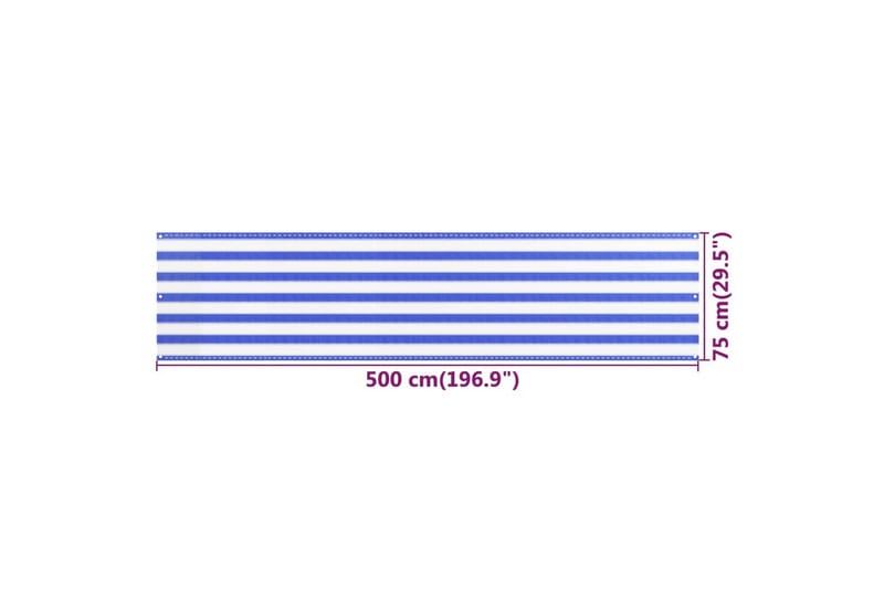 Balkongskjerm blå og hvit 75x500 cm HDPE - Flerfarget - Hagemøbler - Balkong - Sikkerhet & vindbeskyttelse balkong - Balkongbeskyttelse