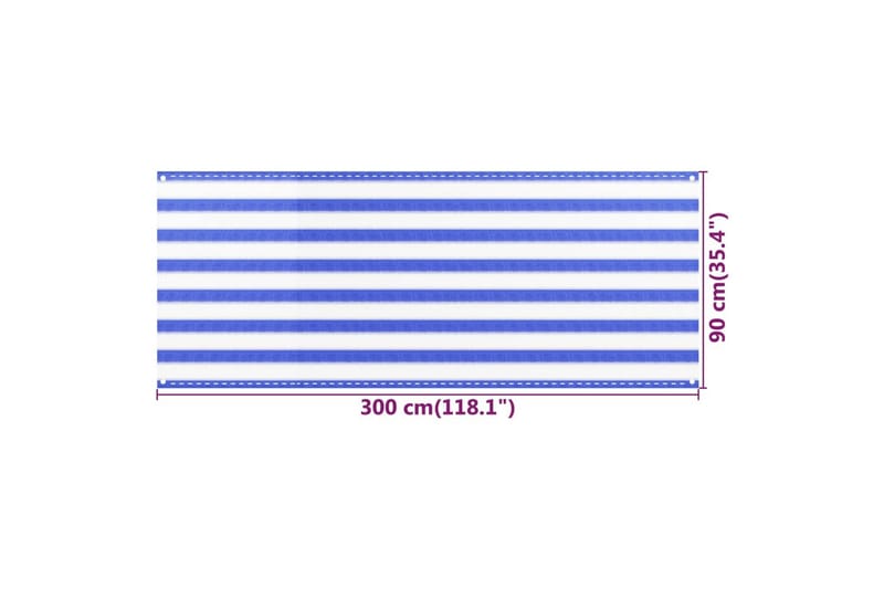 Balkongskjerm blå og hvit 90x300 cm HDPE - Flerfarget - Hagemøbler - Balkong - Sikkerhet & vindbeskyttelse balkong - Balkongbeskyttelse