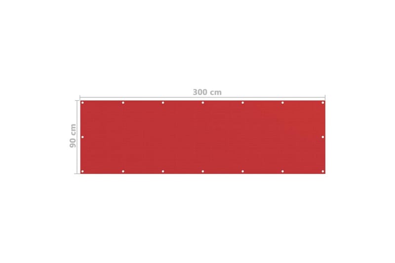 Balkongskjerm rød 90x300 cm HDPE - Rød - Hagemøbler - Balkong - Sikkerhet & vindbeskyttelse balkong - Balkongbeskyttelse