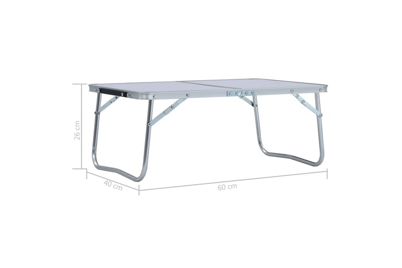 Sammenleggbart campingbord hvit aluminium 60x40 cm - Hagemøbler - Hagebord - Campingbord