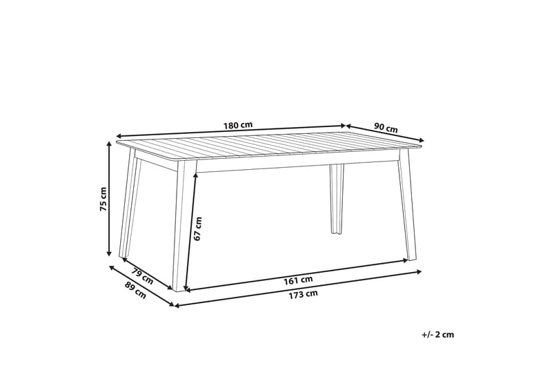 Cellino Spisebord 180x90 cm - Lysebrun - Hagemøbler - Hagebord - Spisebord ute