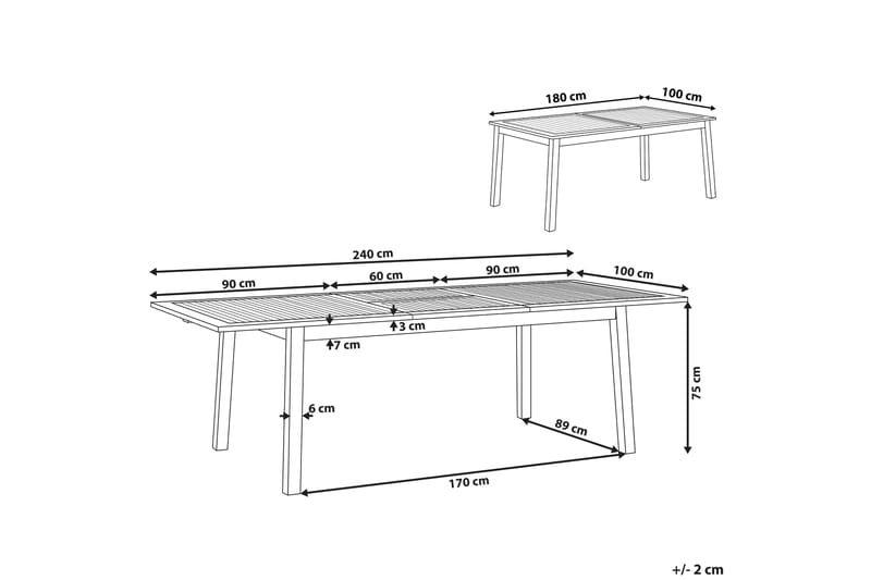 Kettelle Spisebord 100x180 cm - Mørkebrun - Hagemøbler - Hagebord - Spisebord ute